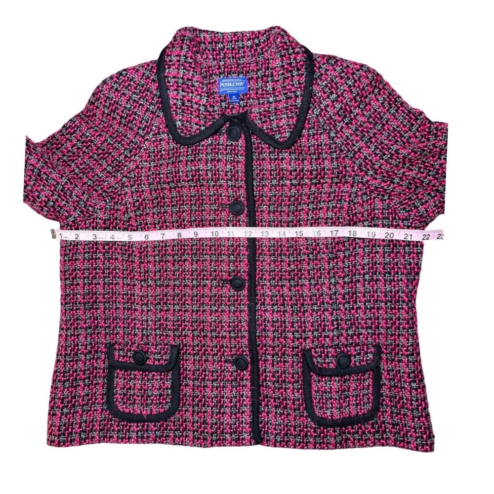 Pendleton Wool Blazer Women Size 18 Petite Pink Black  Blend Jacket - Picture 5 of 7